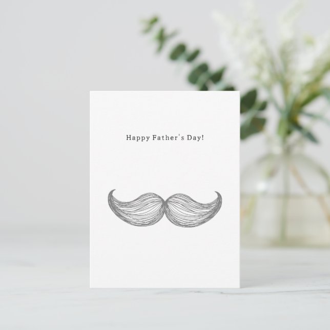 Happy Father's Day Quote Moustache Mustache Card (Standing Front)