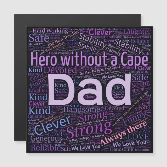 Happy Fathers Day Quote Purple Text Magnet  (Front/Back)