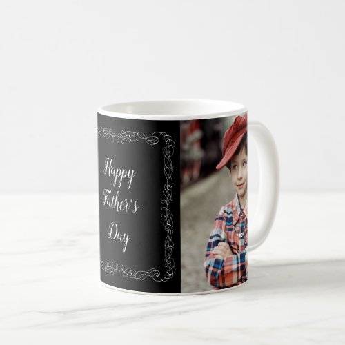 Happy Fathers Day Quote With 2 Customizable Photo Coffee Mug