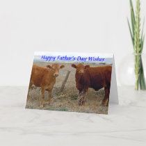 Happy Father's Day - Red Cow Animal Humor - Ranch Card