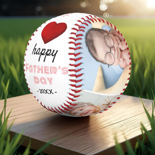 Happy Father's Day Red Heart 4 Photo Collage Baseball
