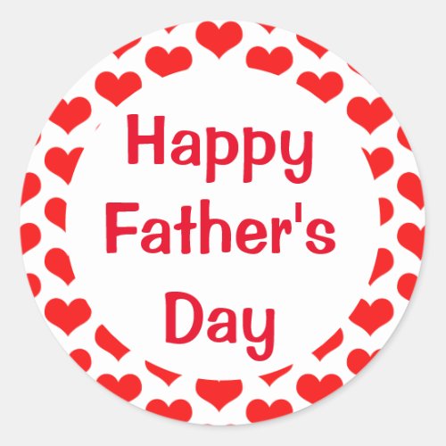 Happy Fathers Day Red Heart Patterns Colorful Classic Round Sticker