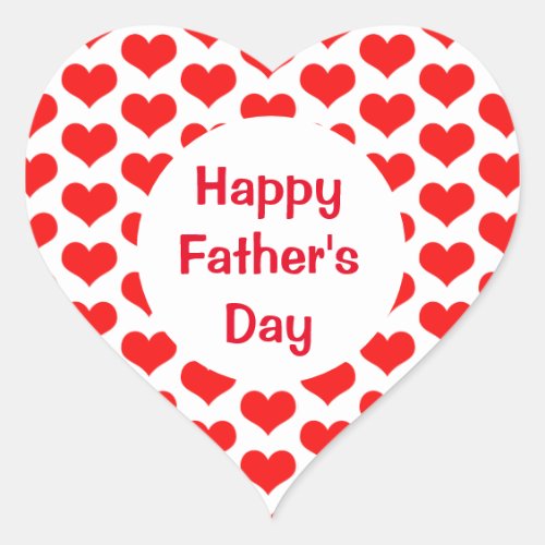 Happy Fathers Day Red Heart Patterns Colorful Heart Sticker