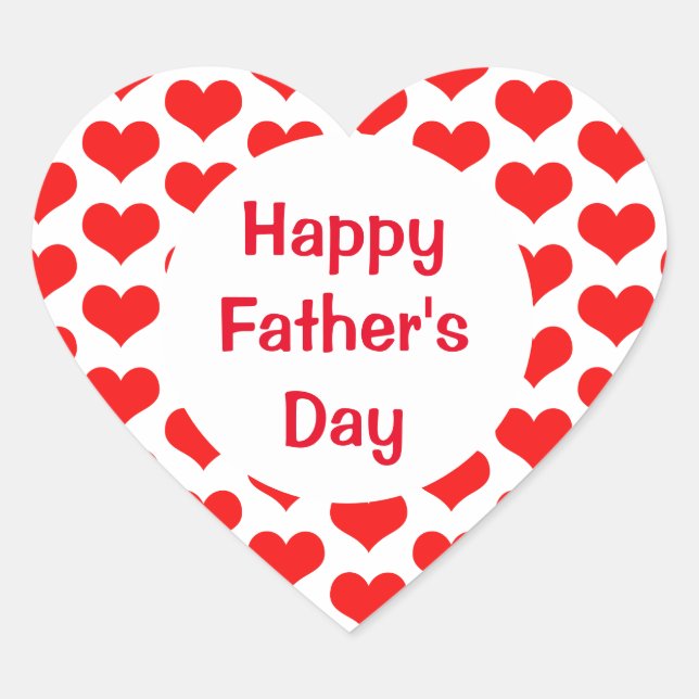 Happy Fathers Day Red Heart Patterns Colorful Heart Sticker (Front)