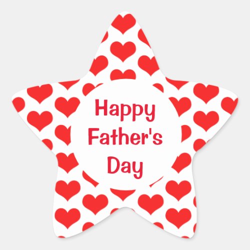 Happy Fathers Day Red Heart Patterns Colorful Star Sticker