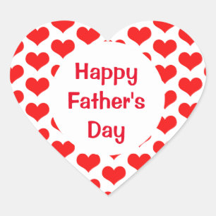 Happy Fathers Day Red Heart Patterns Colorful Sticker
