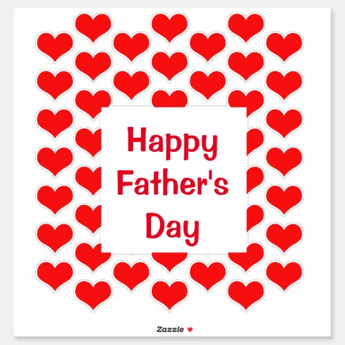 Happy Fathers Day Red Heart Patterns Colorful Sticker
