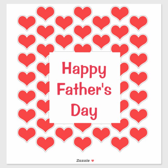 Happy Fathers Day Red Heart Patterns Colorful Sticker (Sheet)
