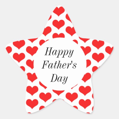 Happy Fathers Day Red Heart Patterns Custom Classy Star Sticker
