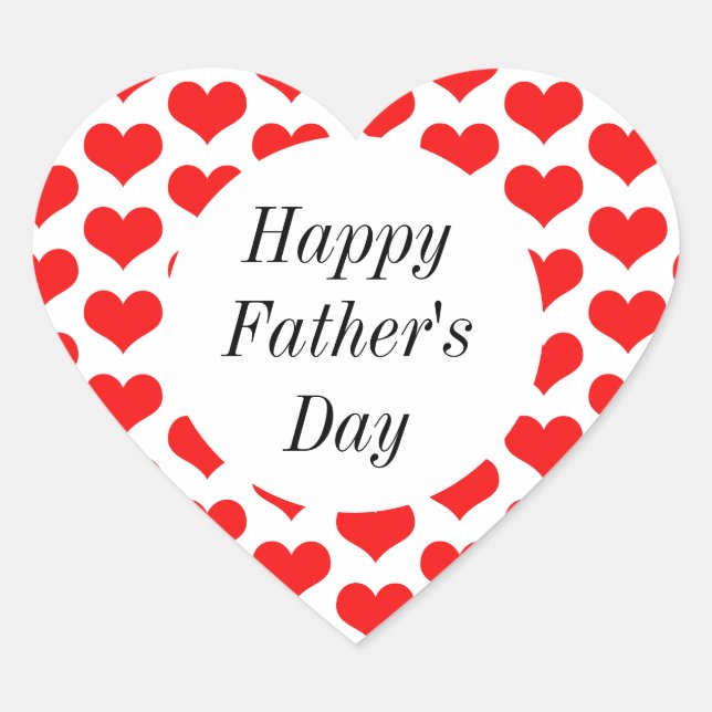 Happy Fathers Day Red Heart Patterns Custom Classy Sticker (Front)