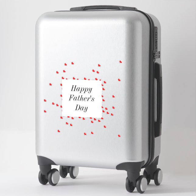 Happy Fathers Day Red Heart Patterns Custom Cool Sticker (Suitcase)