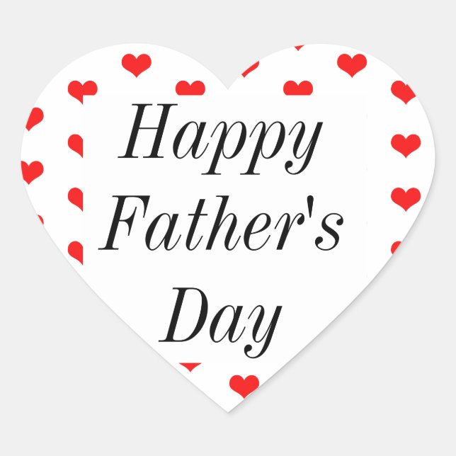 Happy Fathers Day Red Heart Patterns Custom Cute Heart Sticker (Front)
