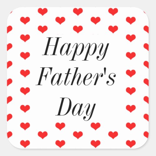 Happy Fathers Day Red Heart Patterns Custom Cute Square Sticker