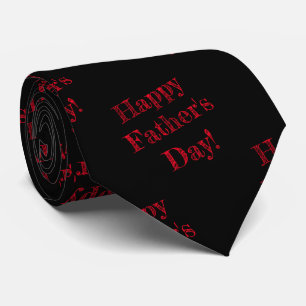 Happy Father's Day red text pattern black Neck Tie