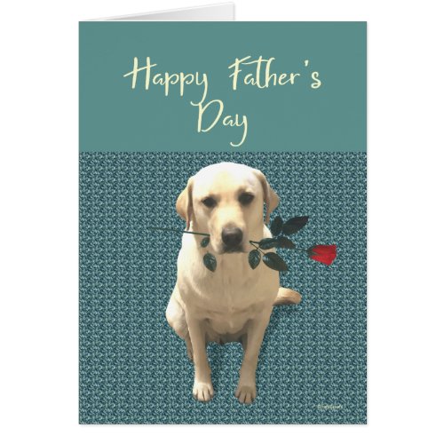 Happy Fathers Day Retriever Dog with Rose