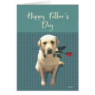 Happy Fathers Day Retriever Dog with Rose Cards