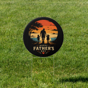 Happy Fathers Day Retro Sunset Dad Son Sign