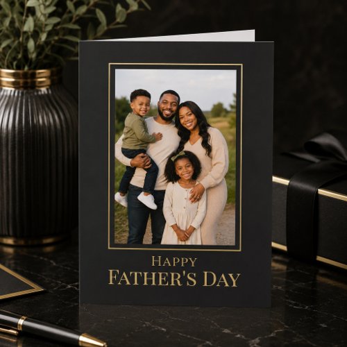 Happy Father's Day Rustic Gray Wood Photo Card
