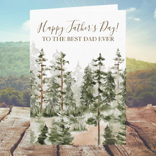 Happy Fathers Day Rustic Watercolor Green Forest  Card
