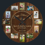 Happy Fathers Day Rustic Wood Photo Template Large Clock<br><div class="desc">Father's Day is the perfect time to tell him how much his family loves him... This masculine rustic wood, family photo collage template hold 12 photos of the people who love Dad the most! ~ All parts of this handsome design are fully customizable. Just go to the dropdown menu under...</div>
