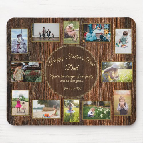 Happy Fathers Day Rustic Wood Photo Template Mouse Pad