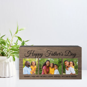 Happy Fathers Day Rustic Wood Photo Wooden Box Sign