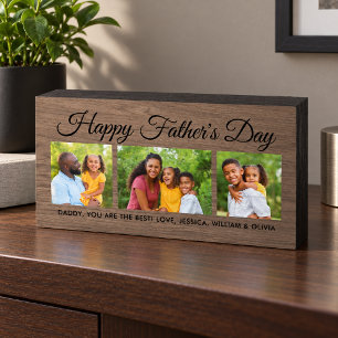 Happy Fathers Day Rustic Wood Photo Wooden Box Sign