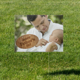 Happy Father's Day Rustic Wood Plaque Photo Sign