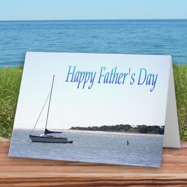 Happy Father's Day Sail Boat With Seagull Card (Creator Uploaded)