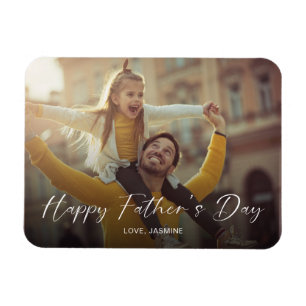 Happy Father's Day Script Photo Modern Keepsake Magnet