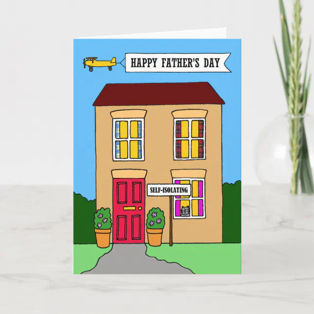 Happy Fathers Day Self Isolation Cartoon Card Zazzle