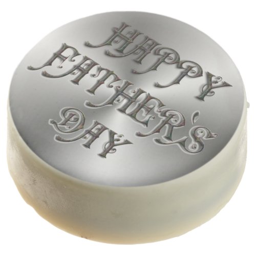 Happy Fathers Day Silver Grey Vintage Typography Chocolate Covered Oreo