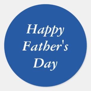 Happy Father's Day Simple Blue Classic Round Sticker