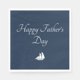 Happy Father's Day Simple Sailboat Blue Napkins