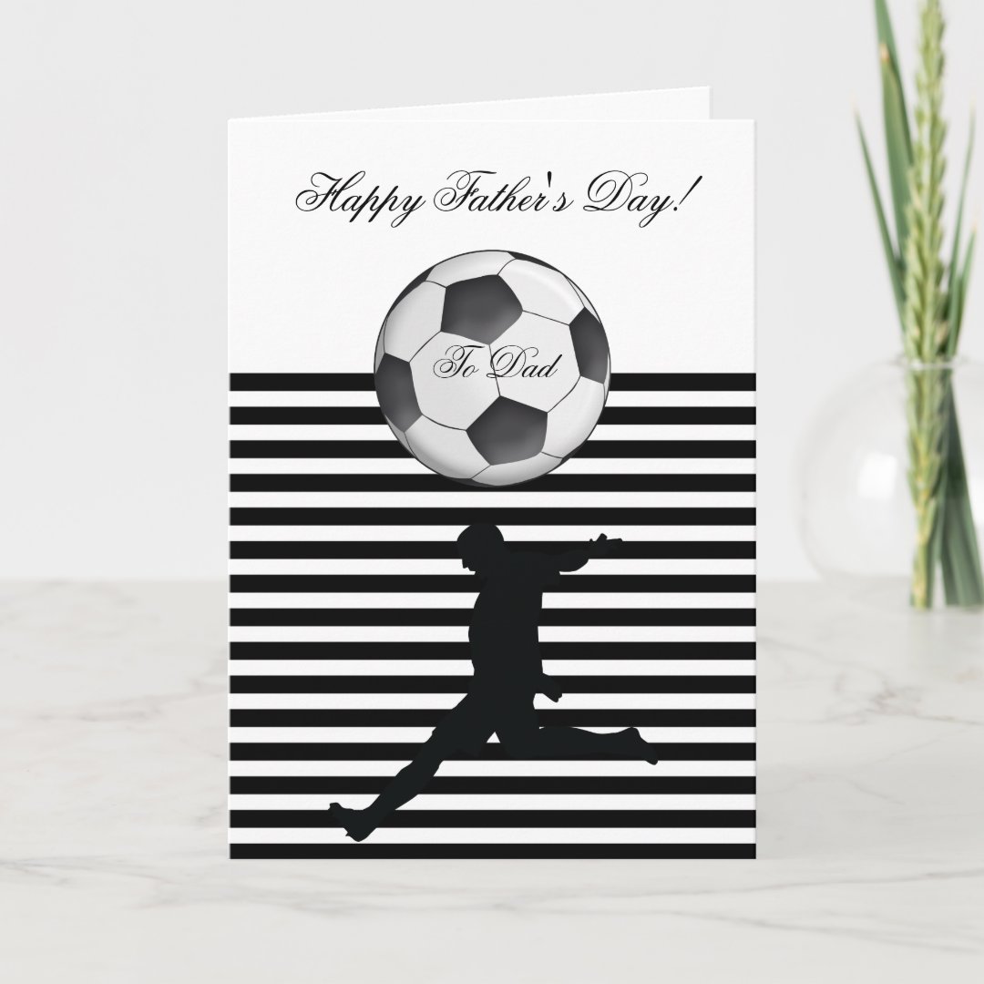 Happy Father's Day Soccer Ball Photo Stripe Card Zazzle
