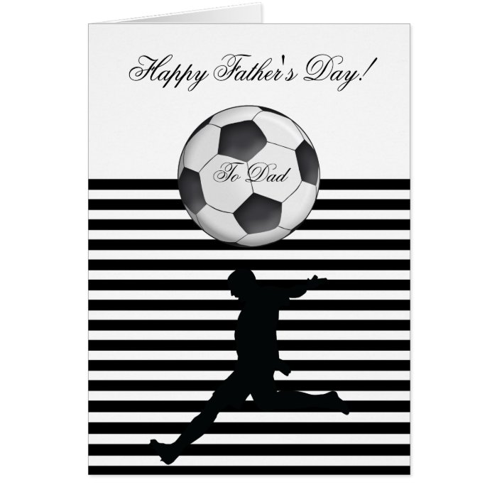 Happy Father's Day Soccer Ball Photo Stripe Greeting Cards