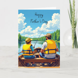 Happy Father's Day   Son and Dad Fishing Card