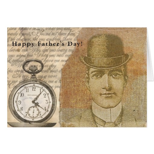 Happy Father's Day Steampunk Gentleman Bowler Hat Card