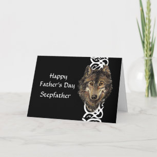Happy Father's Day Stepfather Wild Wolf Head Card