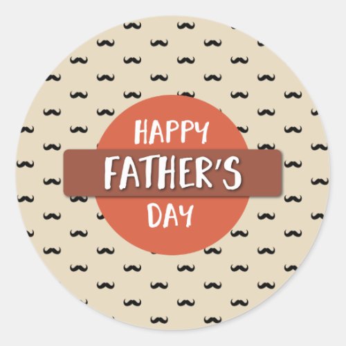 Happy Fathers Day Stickers with Mustache Pattern