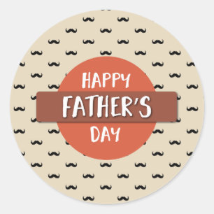 Happy Father's Day Stickers with Mustache Pattern
