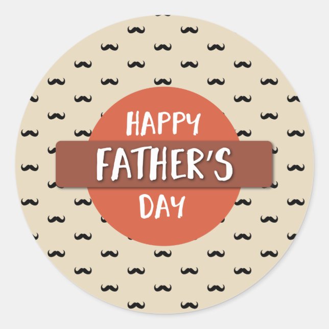Happy Father's Day Stickers with Mustache Pattern (Front)