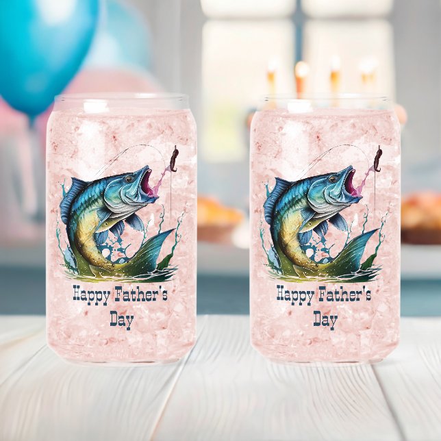 Happy Father's Day Striking Fish Can Glass (Insitu (Baby Shower))