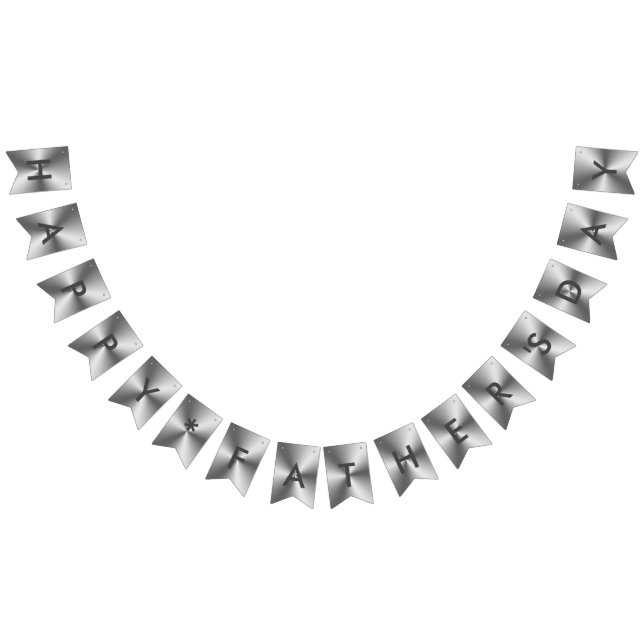 Happy Father's Day Stylish Metallic Silver Grey Bunting Flags (All)