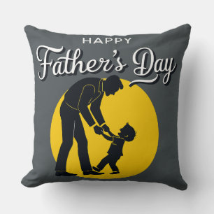 Happy Father's Day Teaching Son to Walk Throw Pillow