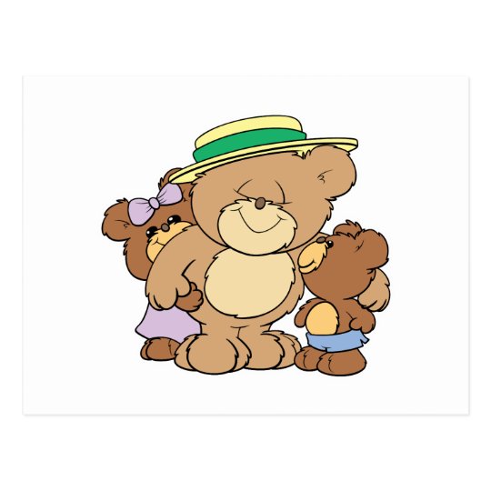 happy fathers day teddy bears design postcard