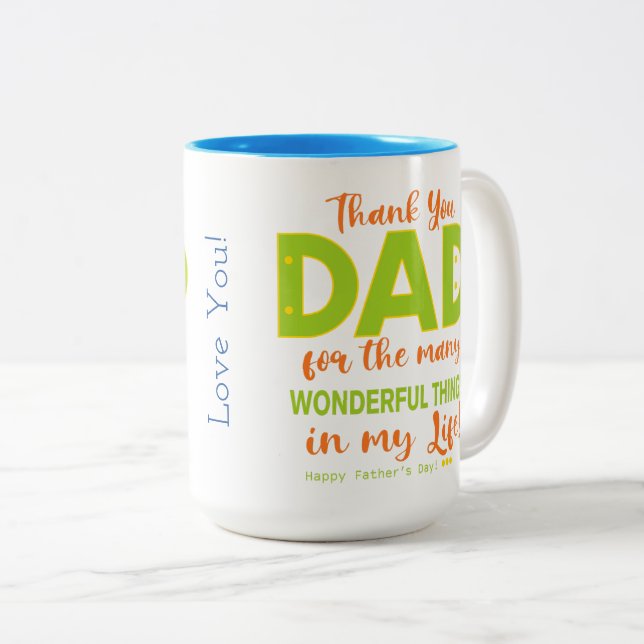 ✨Happy Father's Day Thank You Dad Two-Tone Mug (Front Right)