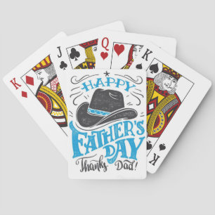 "Happy Father's Day Thanks Dad!" Cowboy Hat Playin Poker Cards