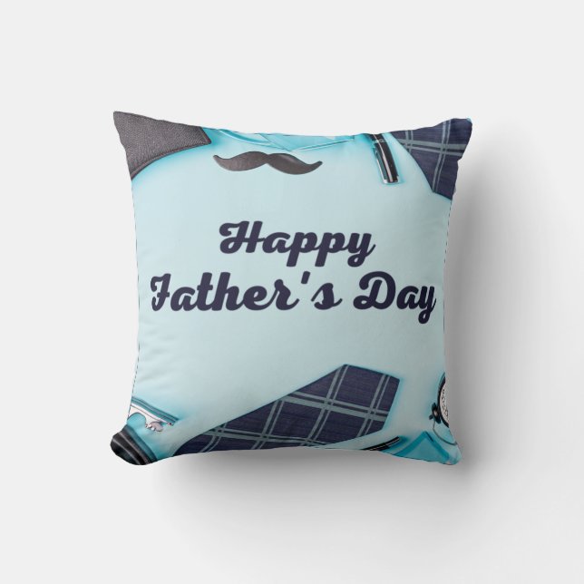 Happy Father's Day Themed  Throw Pillow (Front)
