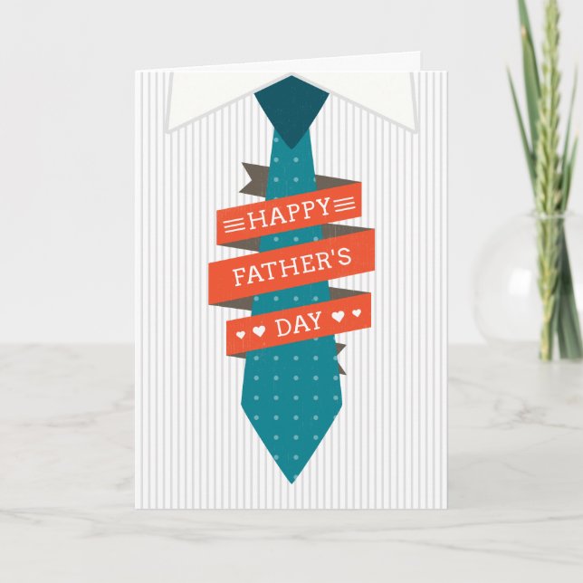 Happy Father's Day Tie with Striped Shirt Card (Front)